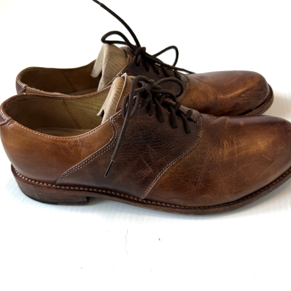 Bedstu distressed mens lace up oxford dress shoes brown size 11
